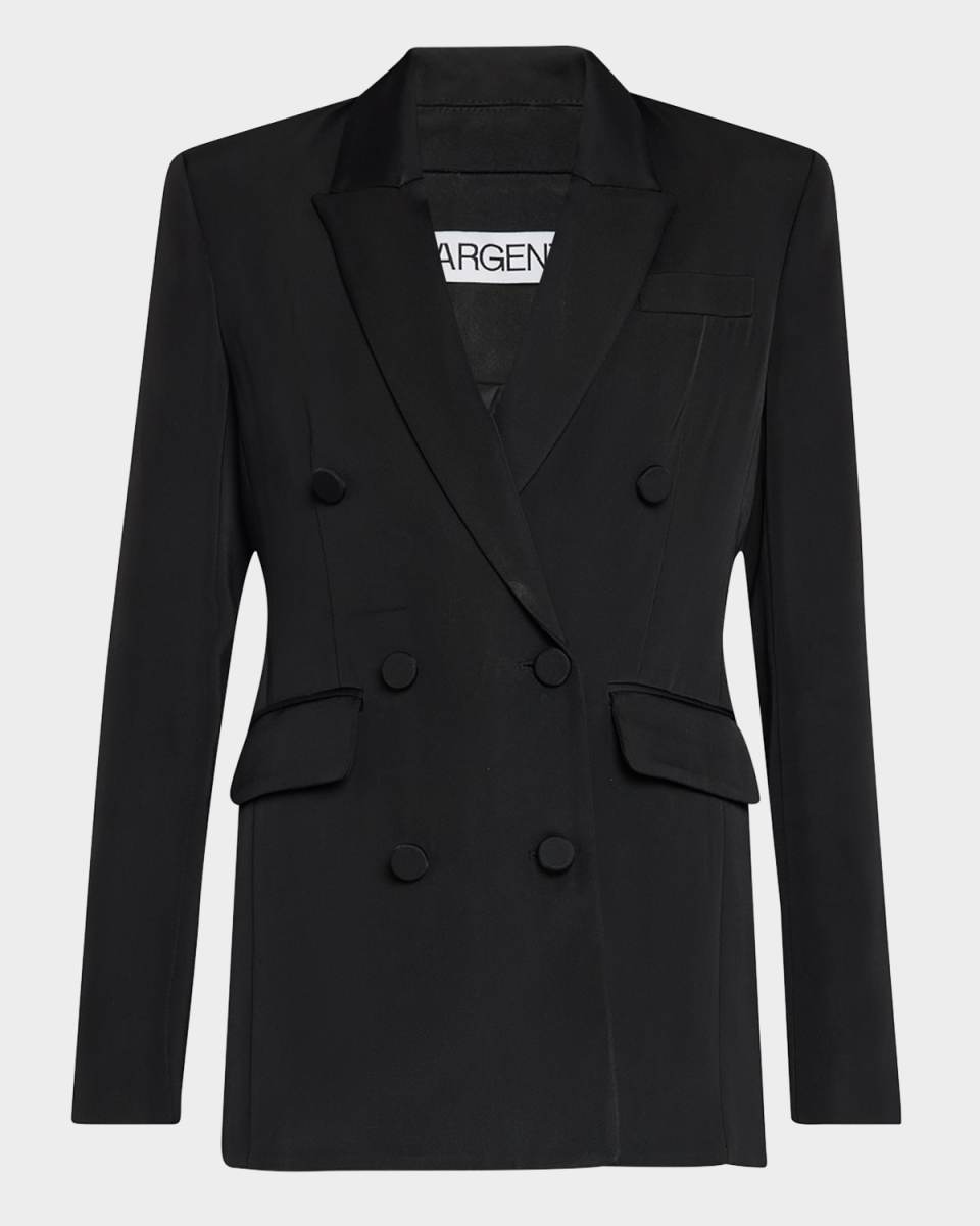 Double-Breasted Viscose Twill Blazer
